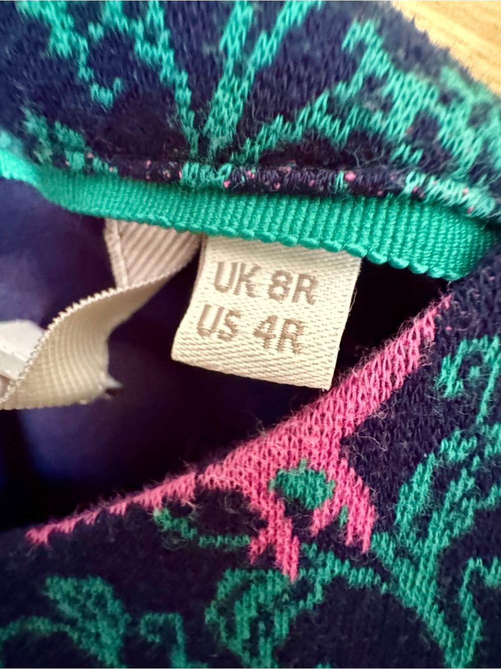 Boden Annie Jacquard Dress in Navy/Green/Pink Bird Motif - Picture 4 of 9